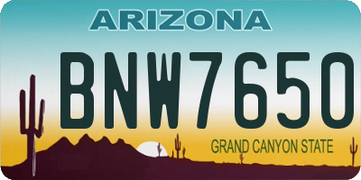 AZ license plate BNW7650