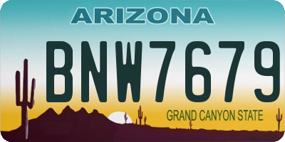 AZ license plate BNW7679