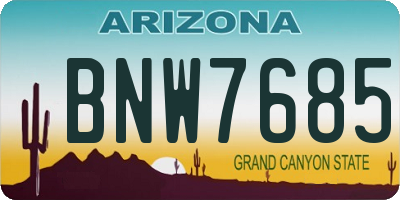 AZ license plate BNW7685