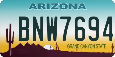 AZ license plate BNW7694