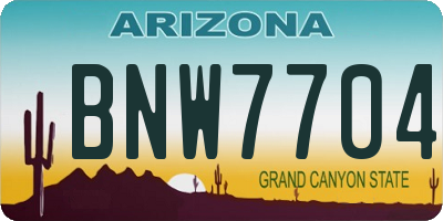AZ license plate BNW7704