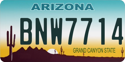 AZ license plate BNW7714