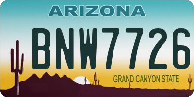 AZ license plate BNW7726