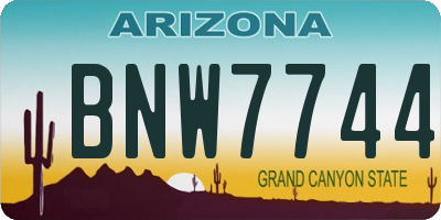 AZ license plate BNW7744