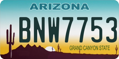 AZ license plate BNW7753