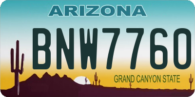 AZ license plate BNW7760