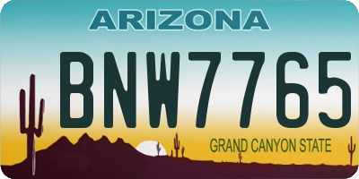 AZ license plate BNW7765