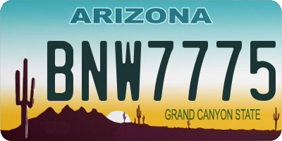 AZ license plate BNW7775