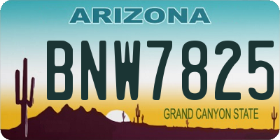 AZ license plate BNW7825
