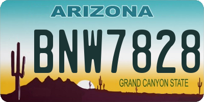 AZ license plate BNW7828