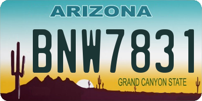 AZ license plate BNW7831