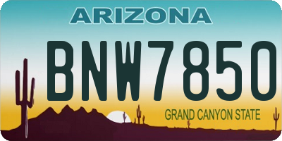AZ license plate BNW7850