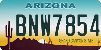 AZ license plate BNW7854