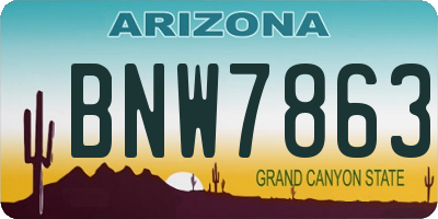 AZ license plate BNW7863