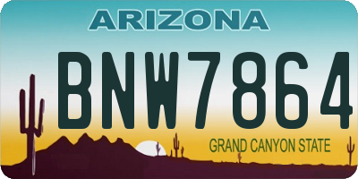 AZ license plate BNW7864