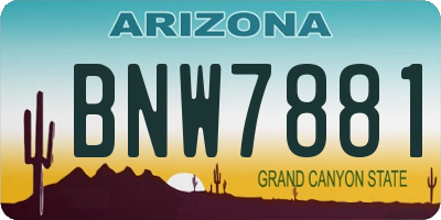AZ license plate BNW7881