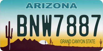 AZ license plate BNW7887