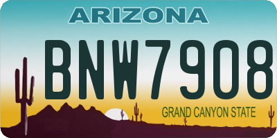 AZ license plate BNW7908