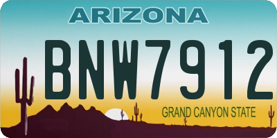 AZ license plate BNW7912