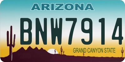 AZ license plate BNW7914