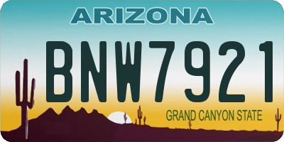AZ license plate BNW7921