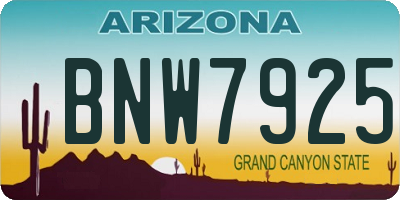 AZ license plate BNW7925