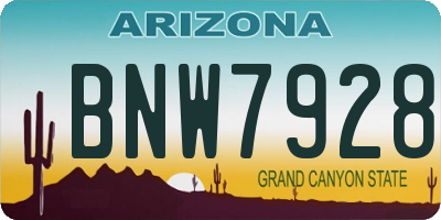 AZ license plate BNW7928