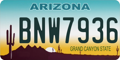 AZ license plate BNW7936