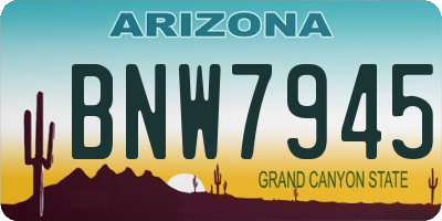 AZ license plate BNW7945
