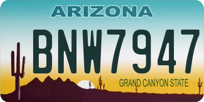 AZ license plate BNW7947