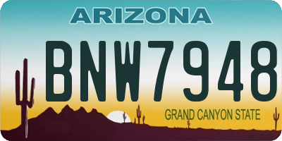 AZ license plate BNW7948