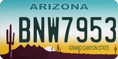 AZ license plate BNW7953