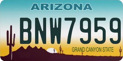 AZ license plate BNW7959