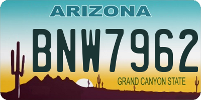 AZ license plate BNW7962
