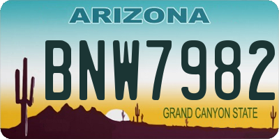 AZ license plate BNW7982