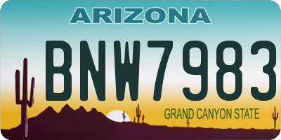 AZ license plate BNW7983