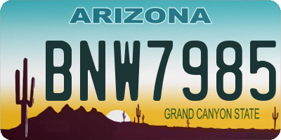 AZ license plate BNW7985