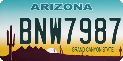 AZ license plate BNW7987