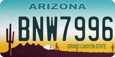 AZ license plate BNW7996