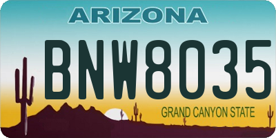 AZ license plate BNW8035