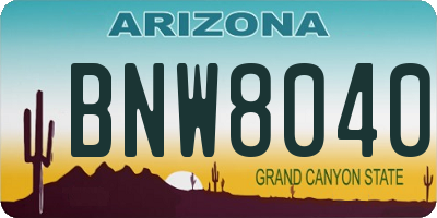 AZ license plate BNW8040