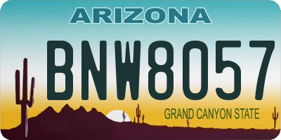 AZ license plate BNW8057