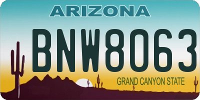 AZ license plate BNW8063