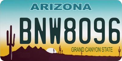 AZ license plate BNW8096