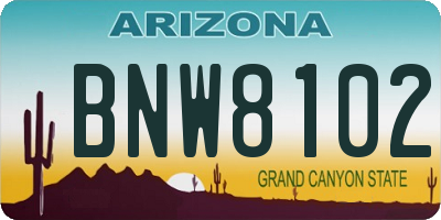 AZ license plate BNW8102