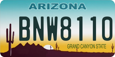 AZ license plate BNW8110