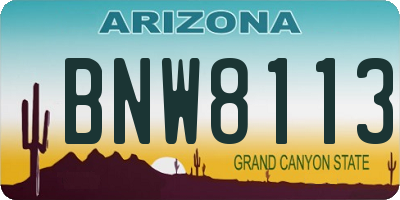 AZ license plate BNW8113