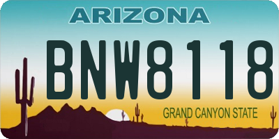 AZ license plate BNW8118