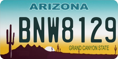 AZ license plate BNW8129
