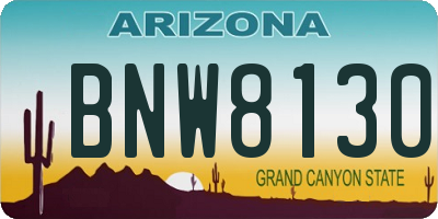 AZ license plate BNW8130